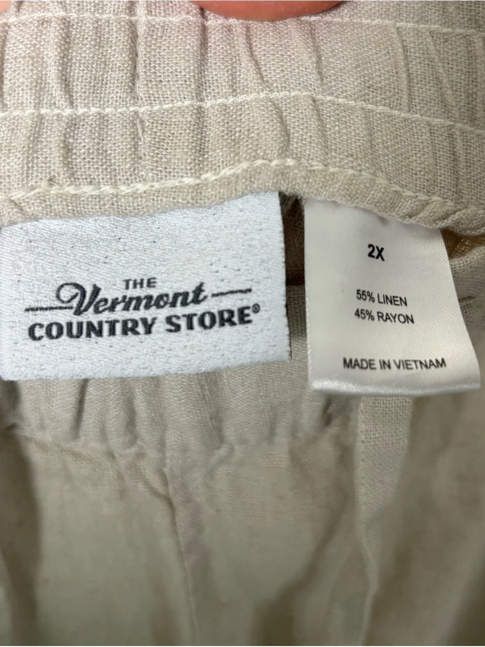 The Vermont Country Store Linen Blend Pants Men 2X Beige Pull On Resort Casual